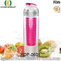 Bouteille d&#39;eau de Tritan de 750ml adaptée aux besoins du client avec l&#39;infuseur de fruit, bouteille d&#39;eau en plastique d&#39;infusion de fruit (HDP-0601)